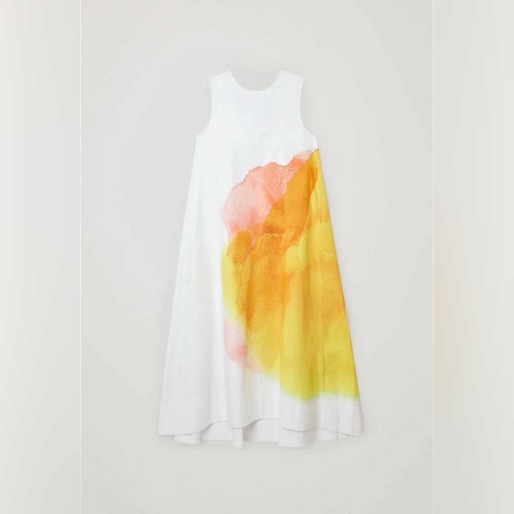 COS Cotton Watercolor Print Maxi Dress Size 2